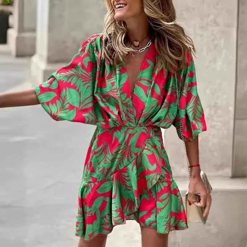 Elegant Printed Long Shirt Dress