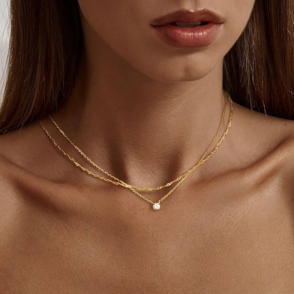 Zircon Round Pendant Necklace