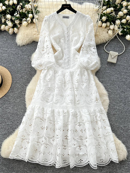 SINGREINY French Vacation Lace Hollow