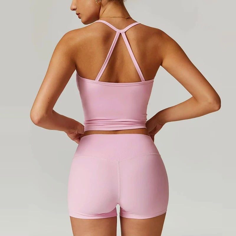 Everyday Solid Sleeveless True-To-Size Fit Two-Piece Yoga Set