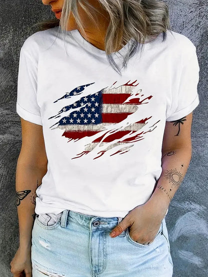 American Flag Print T-Shirt