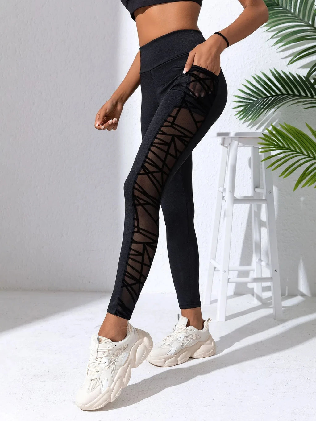 Side Mesh Patchwork Yoga Leggings
