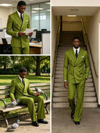 Striped Flare-Pants Formal Tuxedo Set