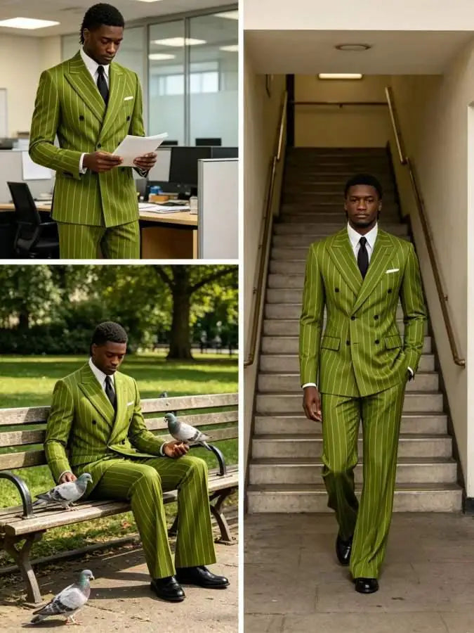 Striped Flare-Pants Formal Tuxedo Set