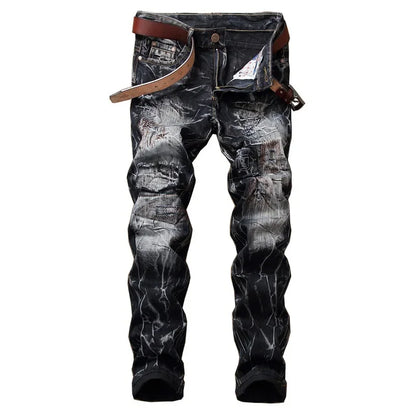 Men Patchwork Ripped Jeans