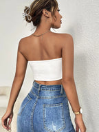 Pearl Detail Strapless Tube Top