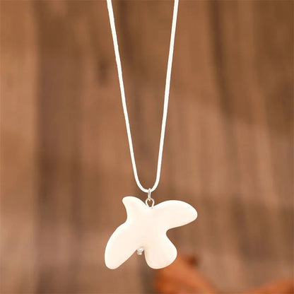 Ceramic Dove Hoop Necklace