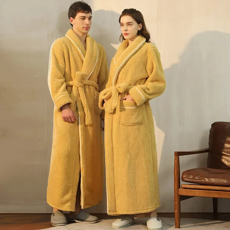 Autumn Winter Thick Cotton Flannel Bathrobe