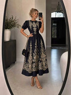 Floral Print Puff-Sleeve Maxi Dress