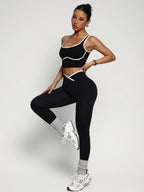 Blended Patchwork Pullover Slim Fit Two-Piece Yoga Set
