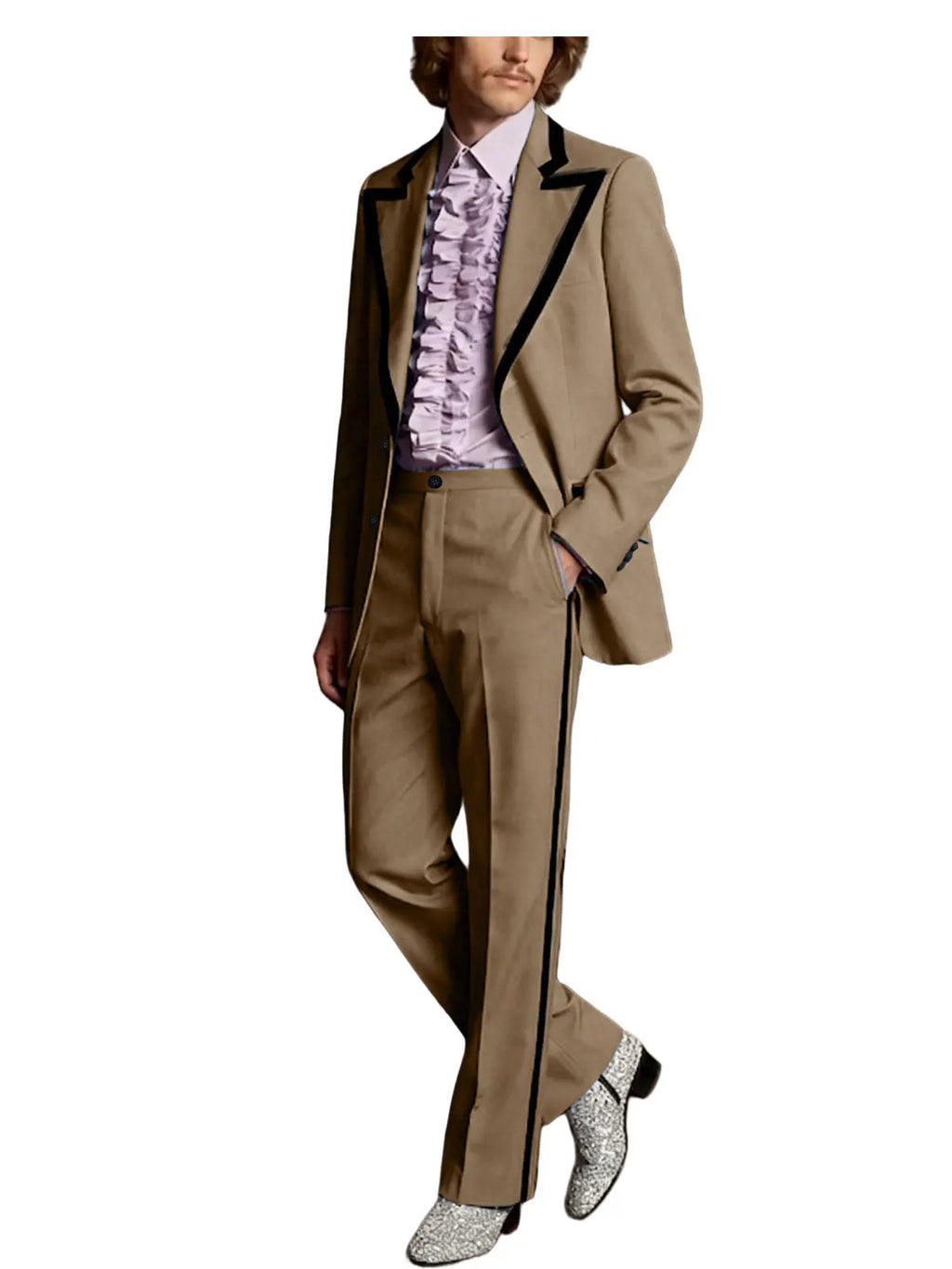Black Trim Slim Tuxedo Suit Set