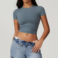 Nylon Short Sleeve True-To-Size Fit Crop Top