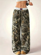 Camouflage Print Wide-Leg Pants