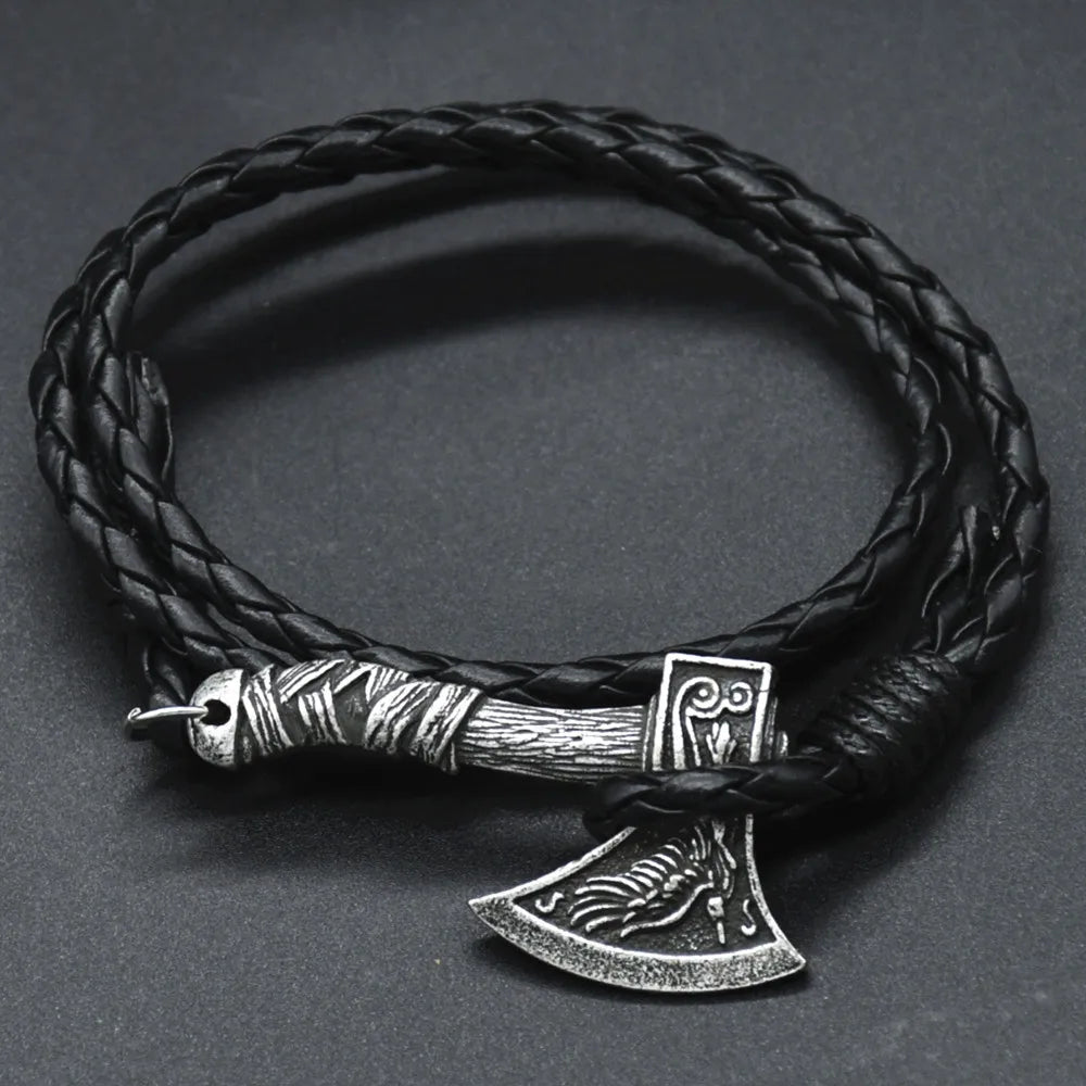 Viking Axe Leather Bracelet