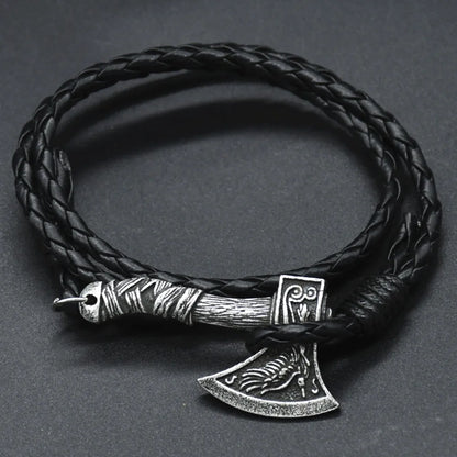 Viking Axe Leather Bracelet