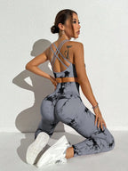 Checkered Seamless High-Waist Two-Piece Yoga Set