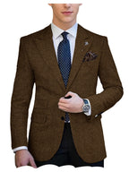 Herringbone Tweed Single-Breasted Blazer