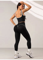 Legging-Style Solid Sleeveless True-To-Size Fit Two-Piece Yoga Set
