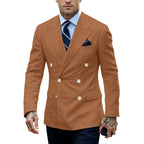 Linen Double-Breasted Slim Tuxedo Blazer