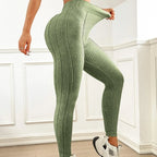 Sand-Washed Ribbed V-Waistband Leggings
