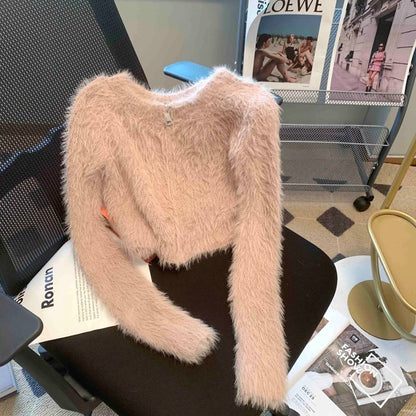 Fuzzy Zip-Up Cardigan