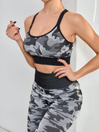 Nylon Graphic Print Sleeveless Two-Piece Yoga Set