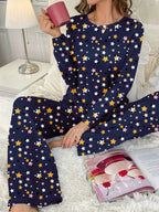 Cozy Geometric Thick Knit Pajama Set