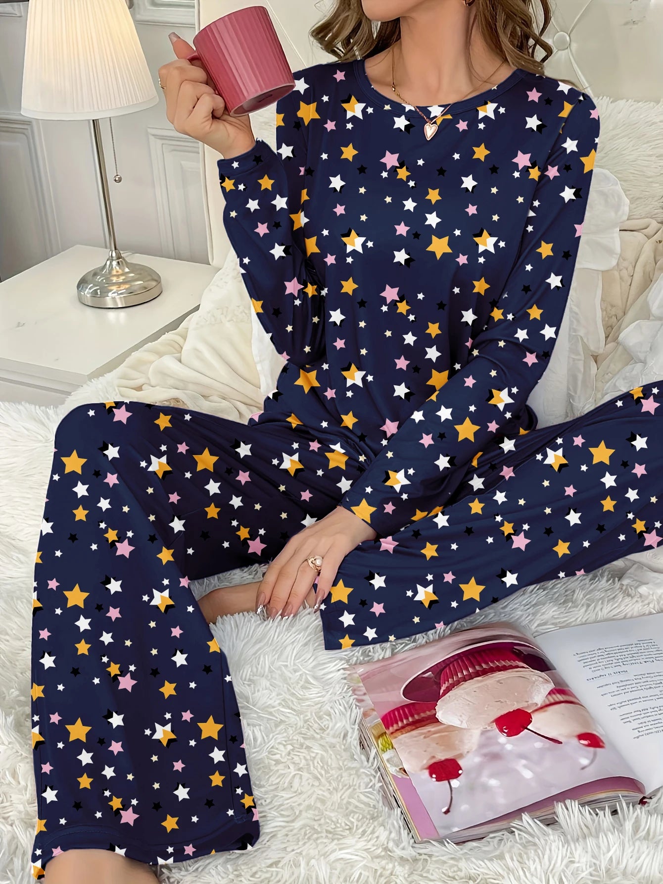 Cozy Geometric Thick Knit Pajama Set