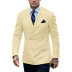 Linen Double-Breasted Slim Tuxedo Blazer