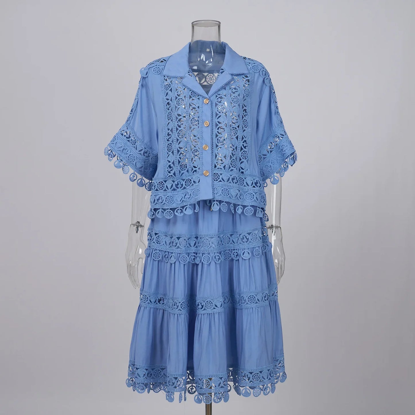 Embroidered Summer Skirt Suit