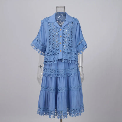 Embroidered Summer Skirt Suit