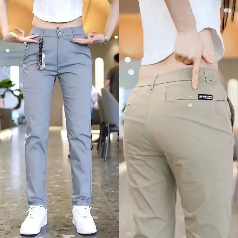 Slim Fit Mid-Rise Golf Trousers