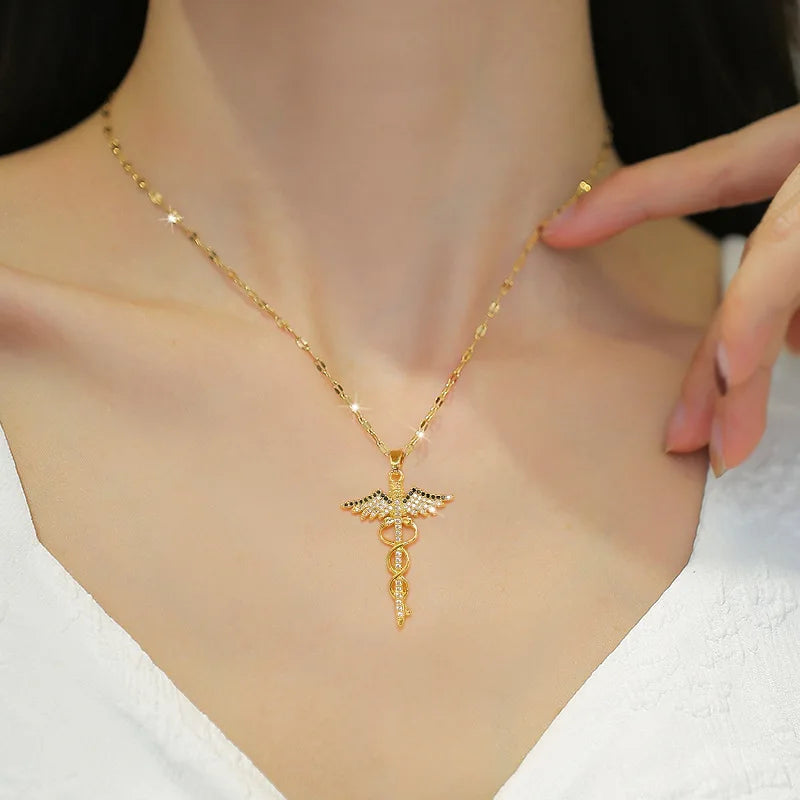 Dragonfly Zircon Pendant Necklace
