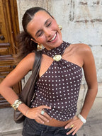 Polka Dot Tassel Tank Top