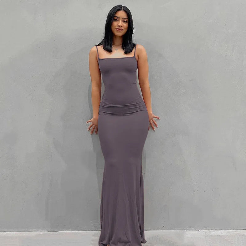 Spaghetti Strap Bodycon Maxi Dress