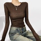 Broadcloth Solid Crew Neck True-To-Size Fit Top
