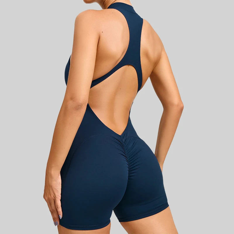 Nylon Patchwork Long Sleeve True-To-Size Fit Sports Jumpsuit