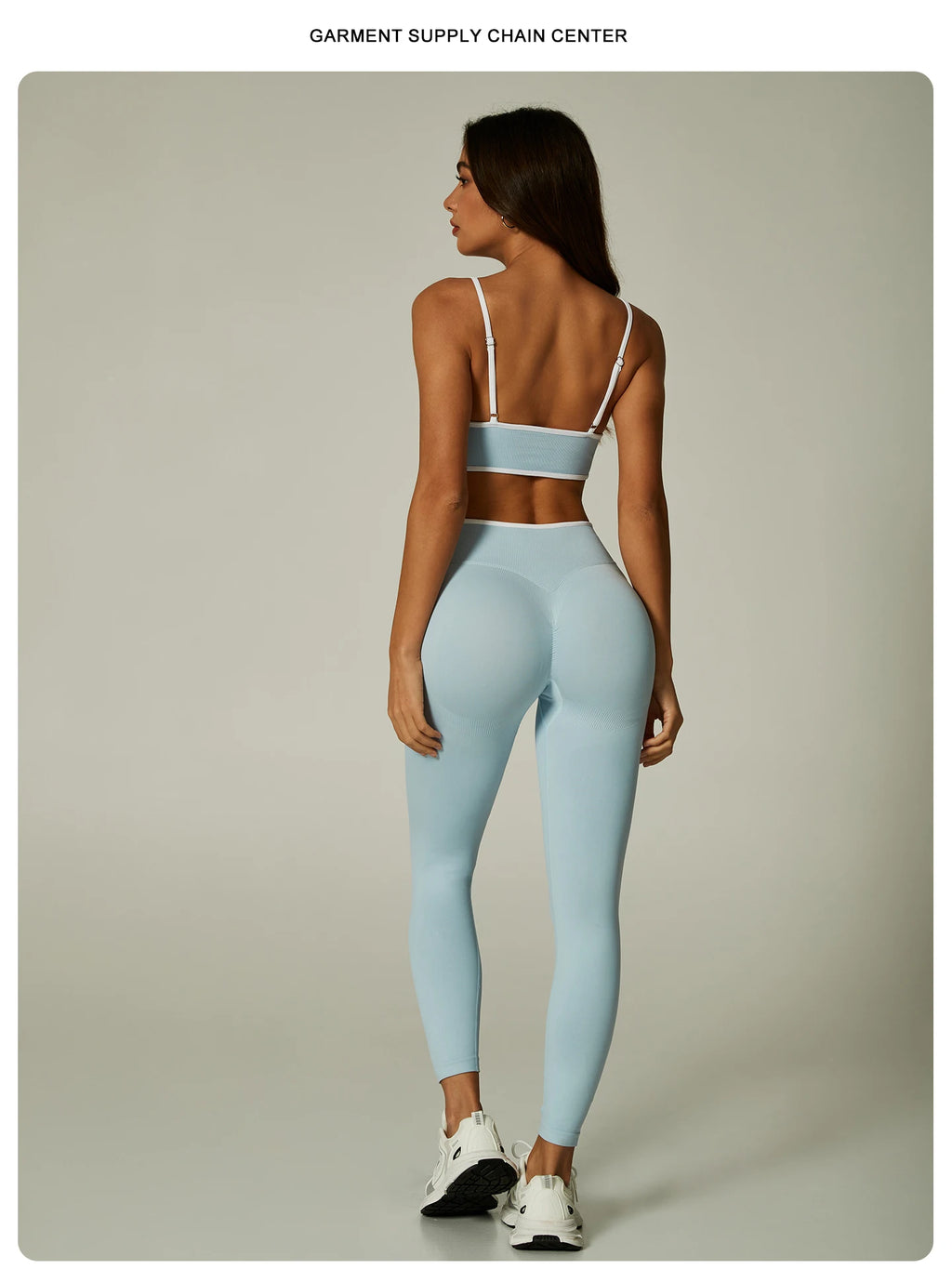Nylon Solid Elastic Waist Two-Piece Yoga Set