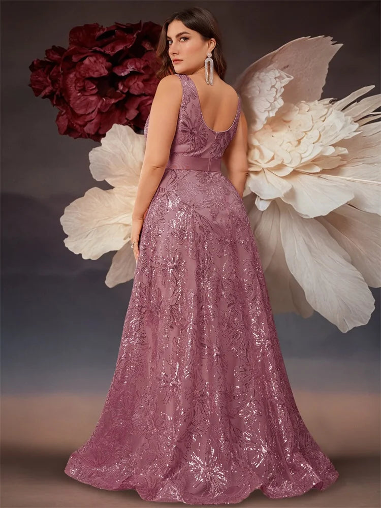 Deep V-Back Sequin Gown