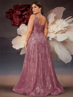 Deep V-Back Sequin Gown