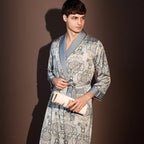 Satin Robe Sleepwear Print Bathrobe