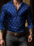 V-Neck Print Casual Shirt