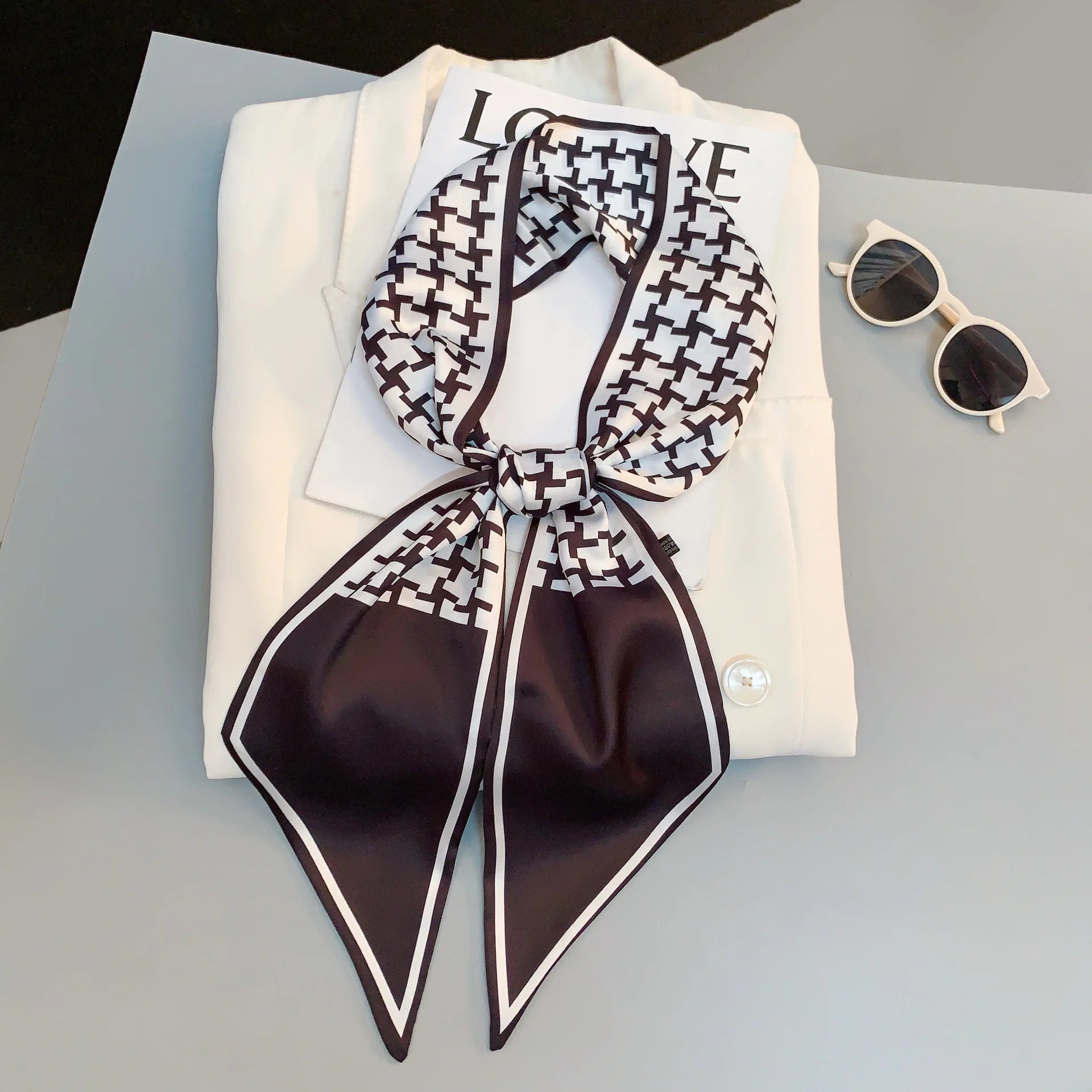 Horse Pattern Long Silk Scarf
