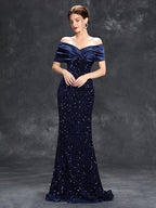 Sequin Velvet Fishtail Gown