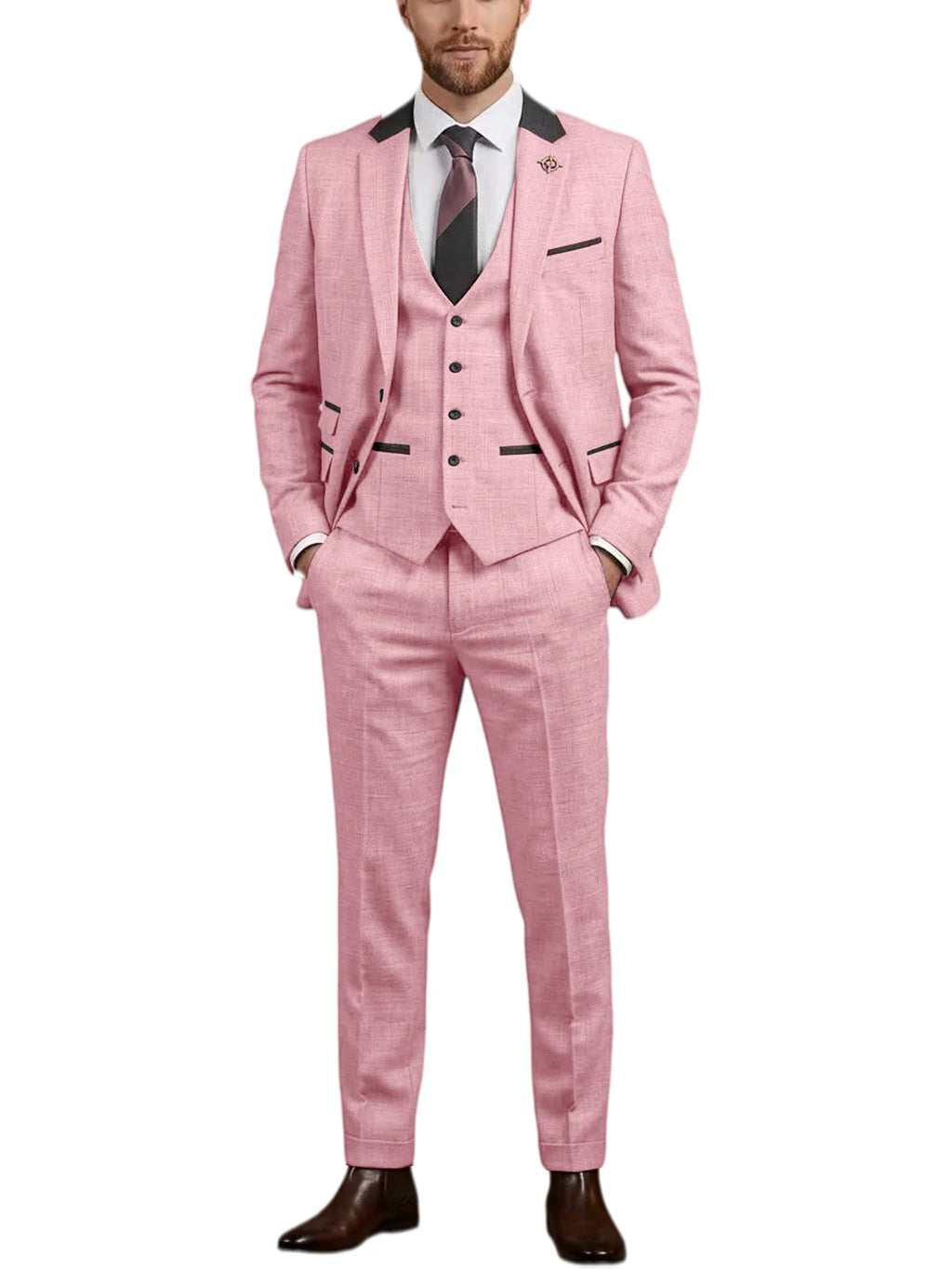 Linen Three-Piece Notch-Lapel Suit