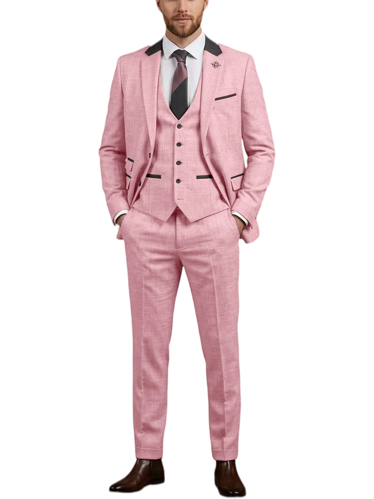 Linen Three-Piece Notch-Lapel Suit