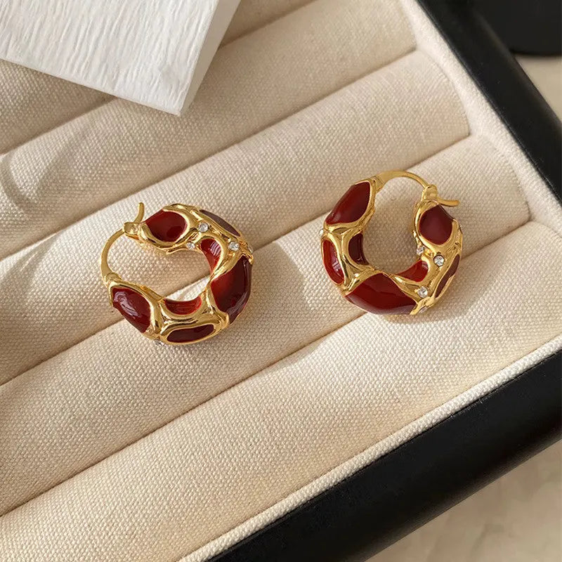 Light Luxury Rhinestone Hoops