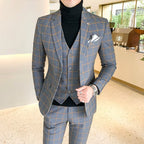 Boutique Plaid Three-Piece Business Suit