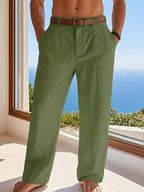 Loose Linen Pleated Casual Trousers