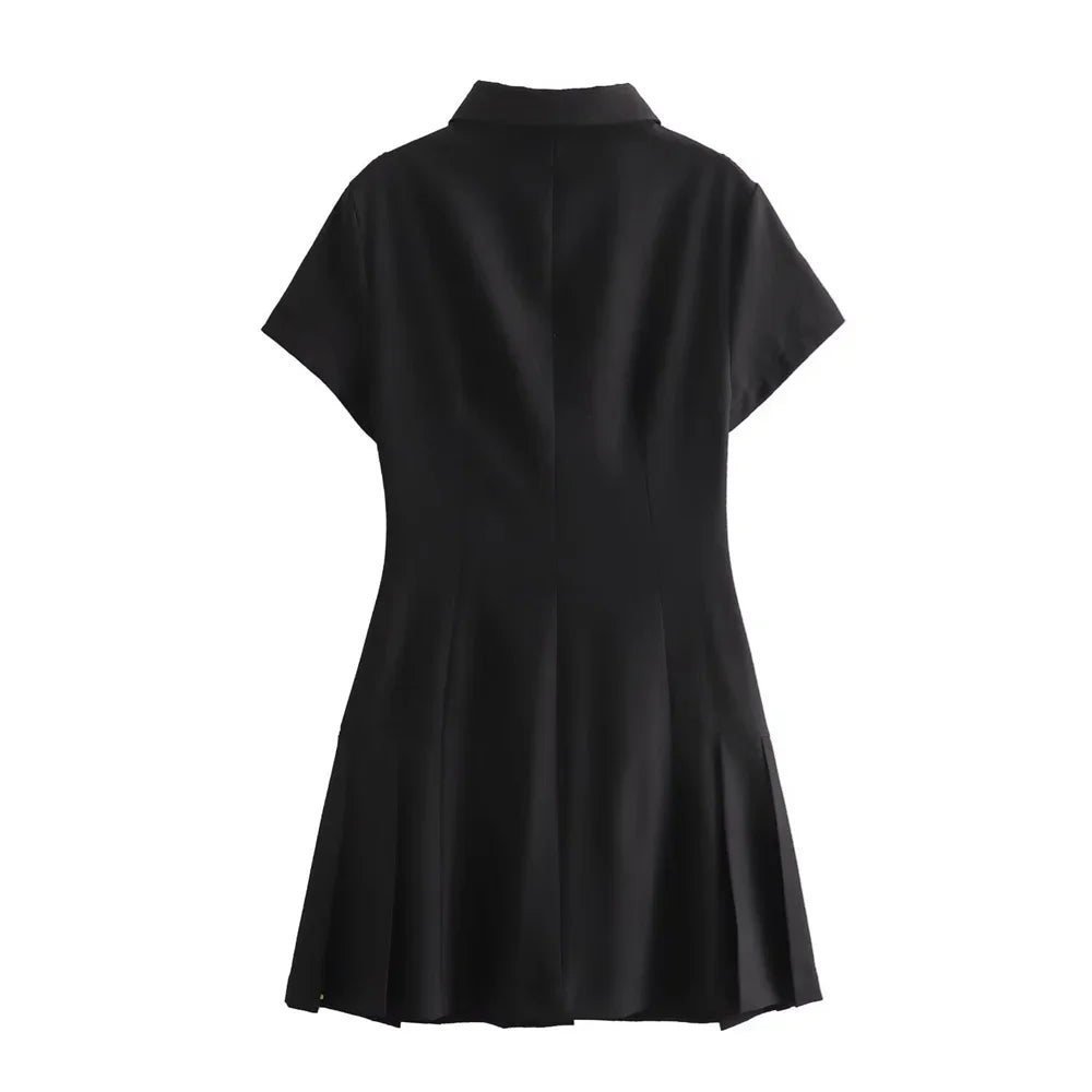 Casual Polo Collar Mini Dress